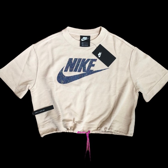 Nike NWT Sz S Crop Sweatshirt Short Sleeve - Picture 2 of 10